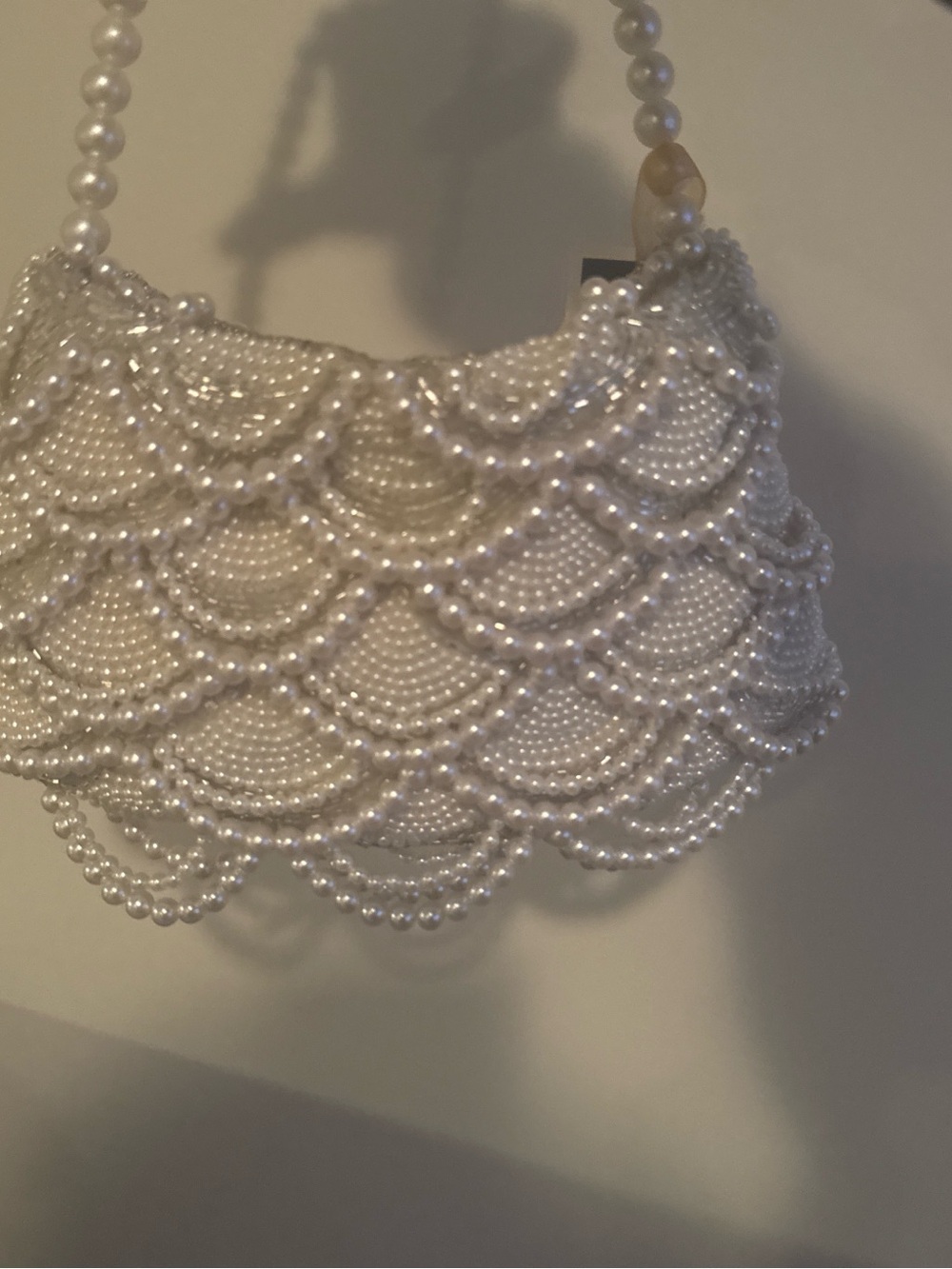 Pearl Beaded Scallop Handbag